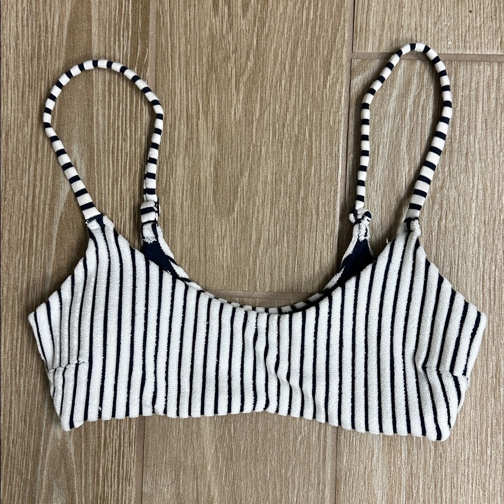 Aerie Navy and White Stripe Bikini Top
